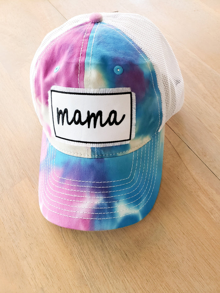 Pastel Tie Dye Mama Trucker Hat