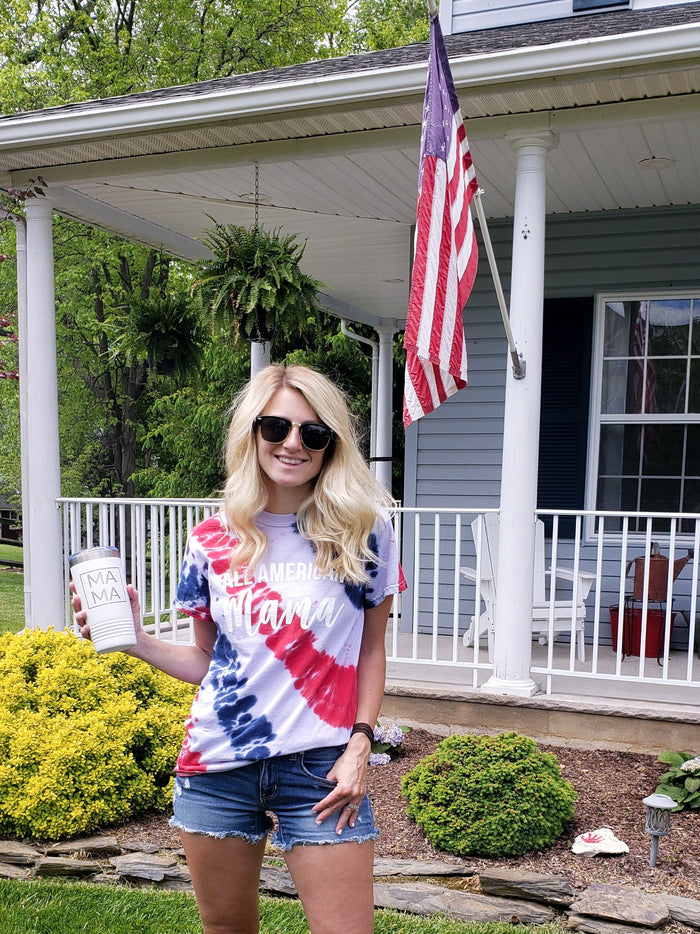 All American Mama Patriotic Tie Dye Tee