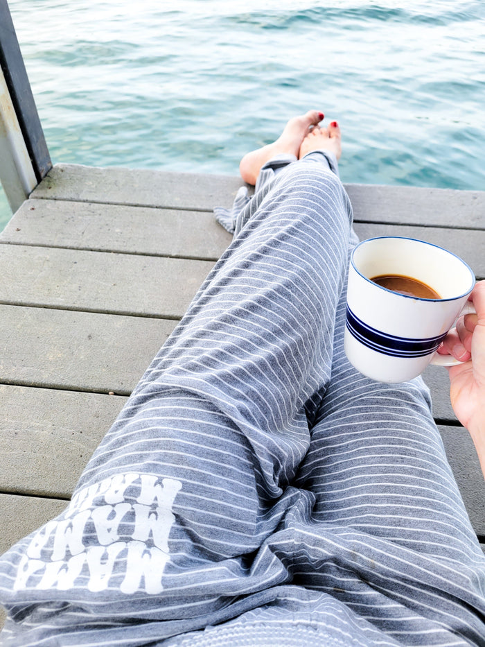Grey and White Striped Lounge Pants