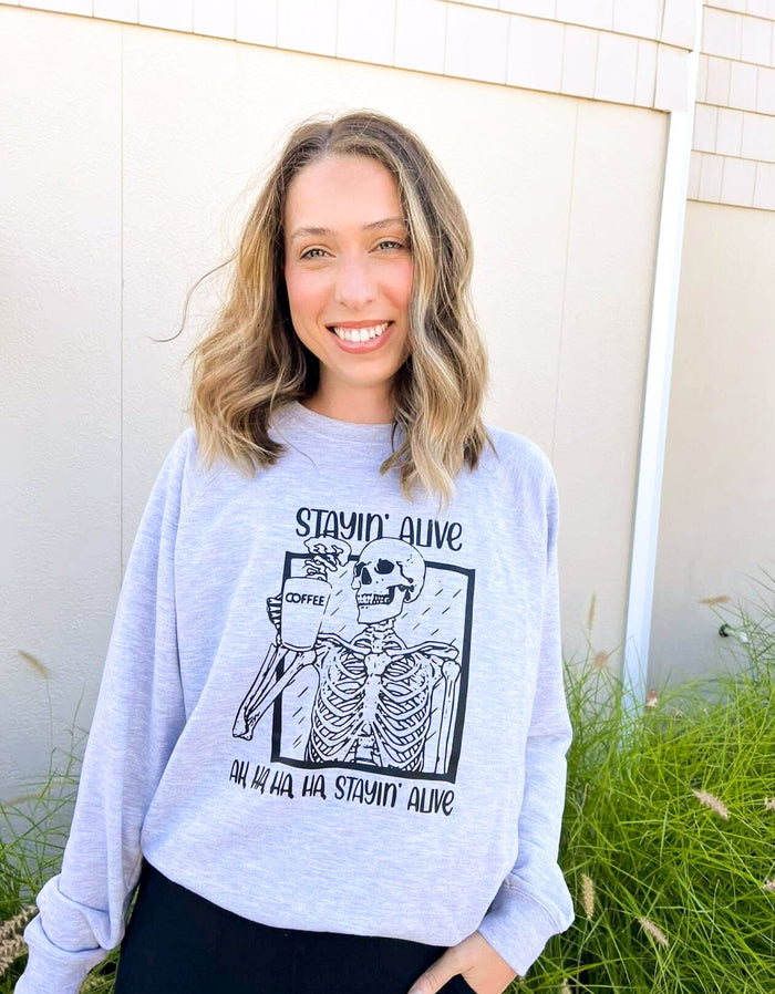 Stayin' Alive Skeleton Pullover