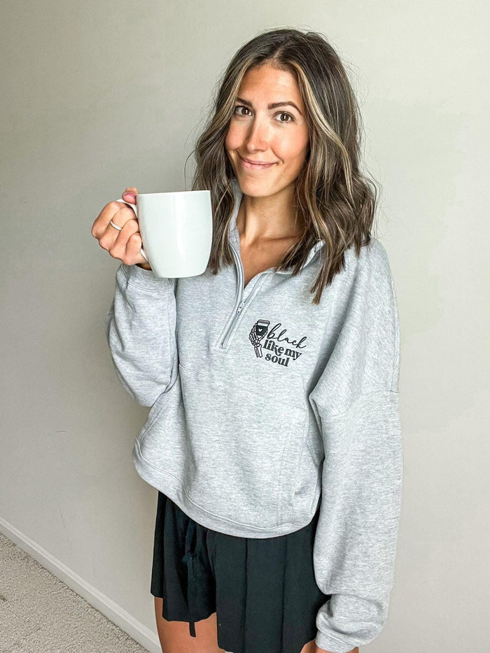 Black Like My Soul Grey Half Zip