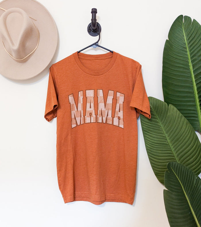 Distressed Checkered Mama Tee