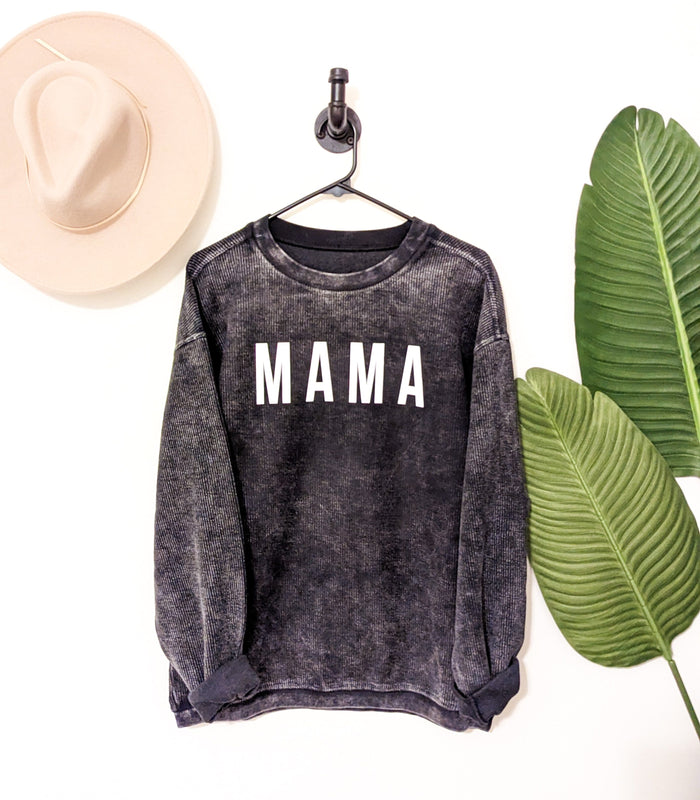 Vintage Wash Black Corded Crew